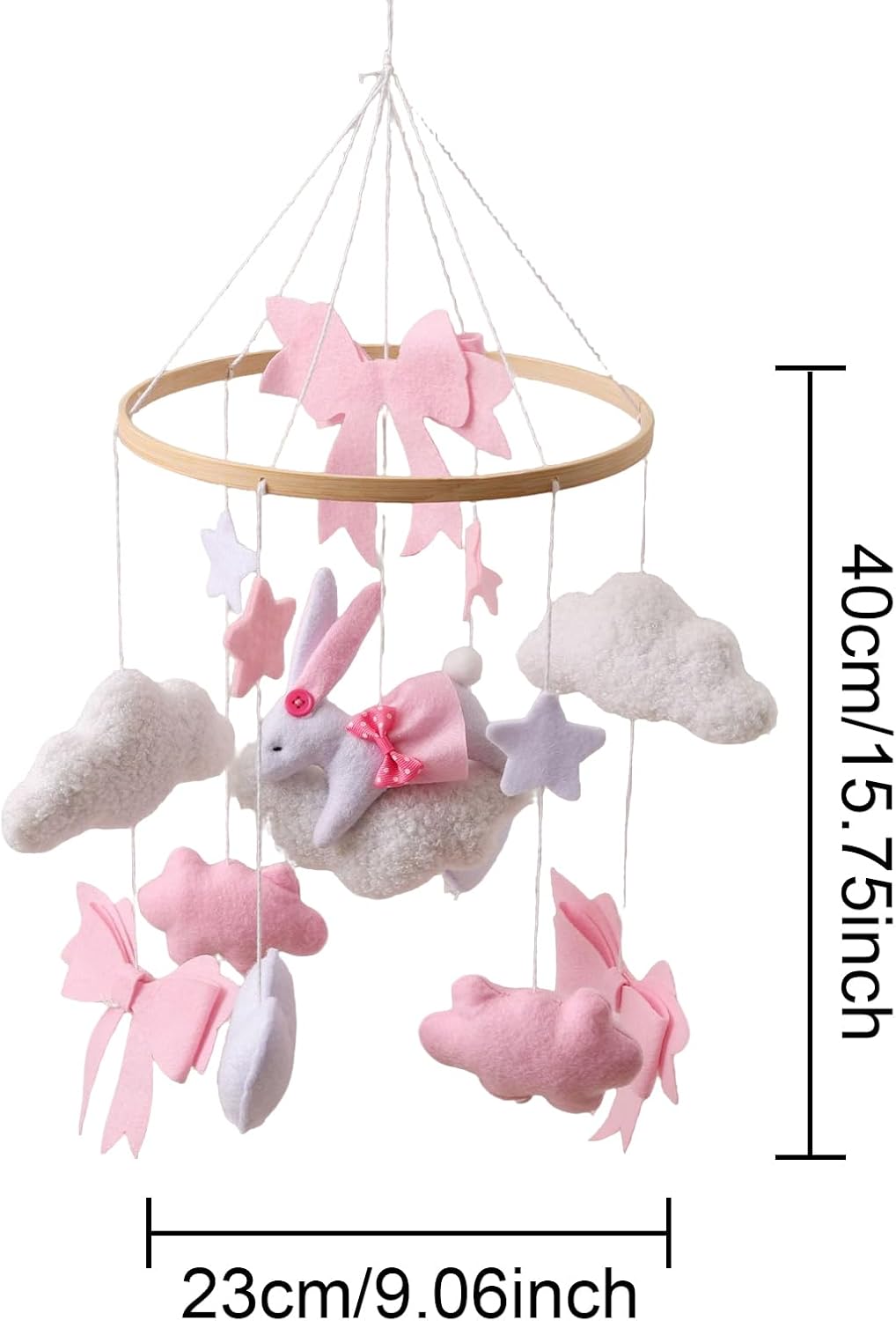 baby mobile for crib crocheted bunny nursery mobile | rotating sensory hanging toy with wooden frame, soft felt bohemian ornament for bedroom, bassinet, wall, window, living room baby mobile for crib crocheted bunny nursery mobile | rotating sensory hanging toy with wooden frame, soft felt bohemian ornament for bedroom, bassinet, wall, window, living room