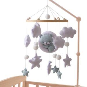 crib mobile with bear theme nursery decor for babies | lightweight portable design with soothing sounds, perfect for bassinet bedroom wall decoration and engagement