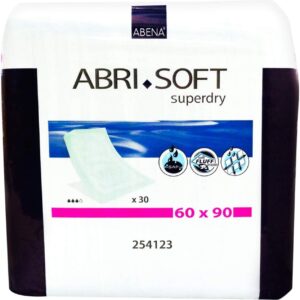 abena abri soft superdry disposable incontinence bed pads, eco labelled underpads, leak protection, soft and secure bed protectors 60x90 cm, pack of 30