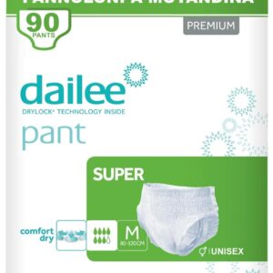 dailee pants super m 90x incontinence pants for men and women 6 pack of 15 adult nappies high absorbency pull up diapers, leak proof disposable protective briefs