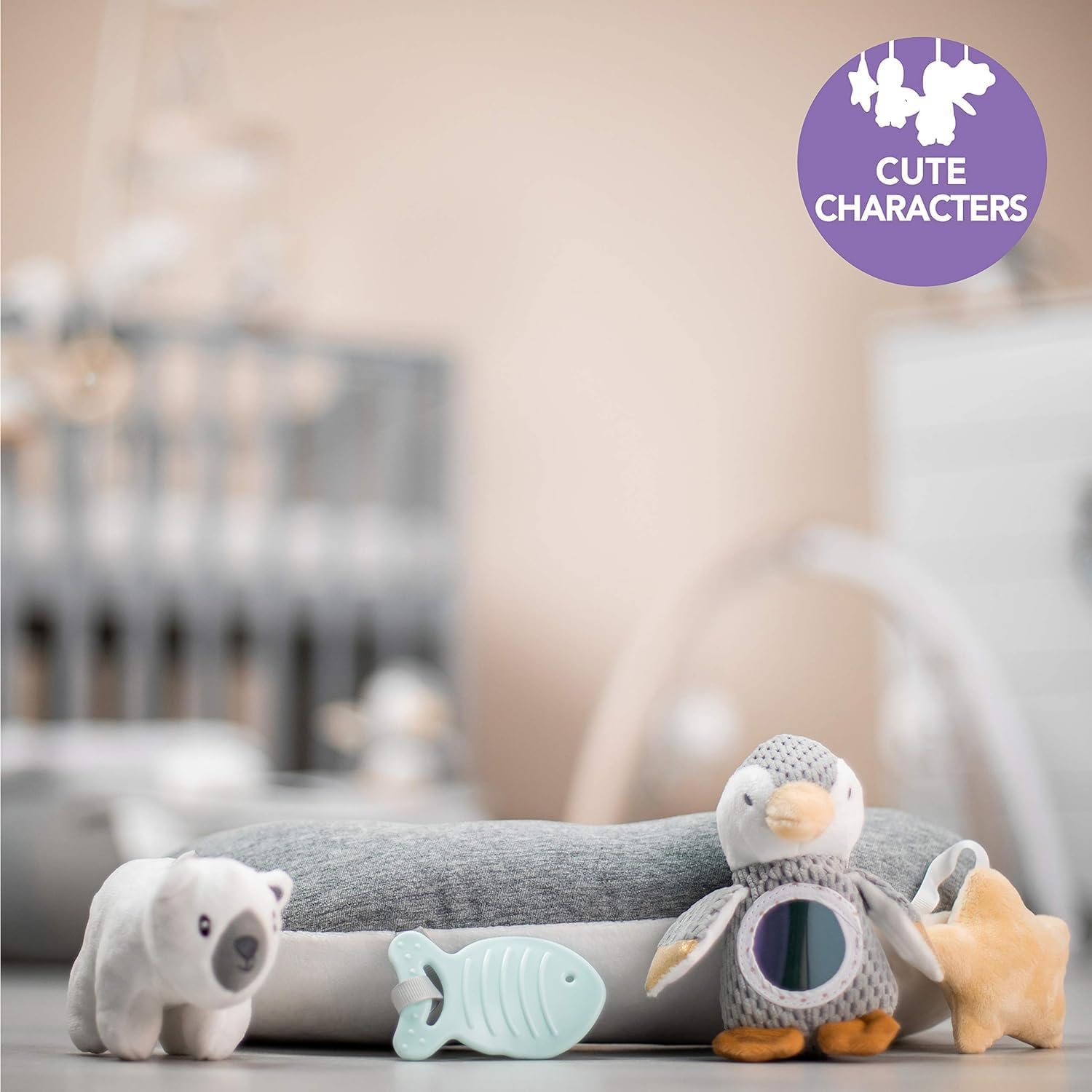 nuby penguin tummy time pillow for babies, accessories for children's bedroom in plush, grey and white nuby penguin tummy time pillow for babies, accessories for children's bedroom in plush, grey and white