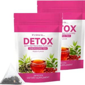 2 packs (56 bags) herbal weight management tea detox for energy boost, bloating relief & relaxation, natural slimming blend