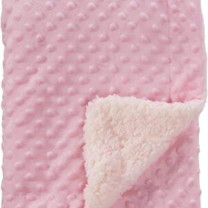 crevent cozy soft fleece warm sherpa backing baby throw blanket for infant toddler crib cot stroller gift for baby girls (75cmx100cm pink dot)