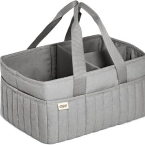 mamas & papas nappy caddy, nursery organizer for changing station and travel, storage solution, ideal for travel, baby shower idea, grey waffle, 37 x 20 x 7cm