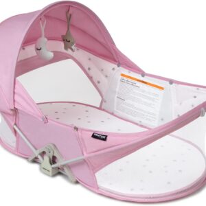 beberoad portable baby bed travel bassinet foldable infant crib, baby cots portable cots for newborn, babies, toddlers with mattress, mosquito and sunshde net (pink)