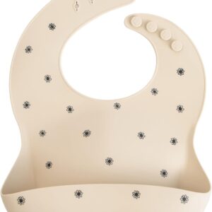 mushie silicone bib for toddlers & babies, baby bib with crumb tray, bpa free and waterproof, safe, high quality & washable bib with adjustable fit