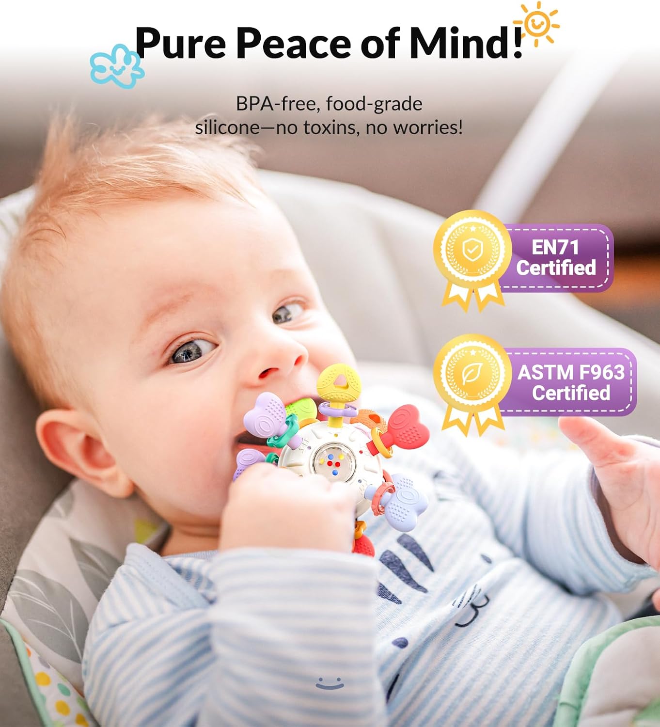 infinno baby teething & rattle toy 0 12 months multi function bpa free silicone games colorful sensory ball to relieve gums newborn baby gift girl & boy (large) infinno baby teething & rattle toy 0 12 months multi function bpa free silicone games colorful sensory ball to relieve gums newborn baby gift girl & boy (large)