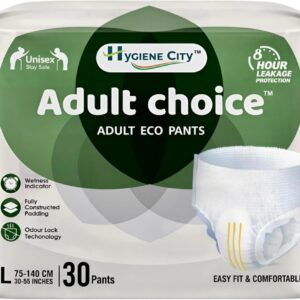 30x adult choice incontinence pants women and men, adult pull up nappies with wetness indicator, max absorbency, leakage protection, odor control (large 30 count)