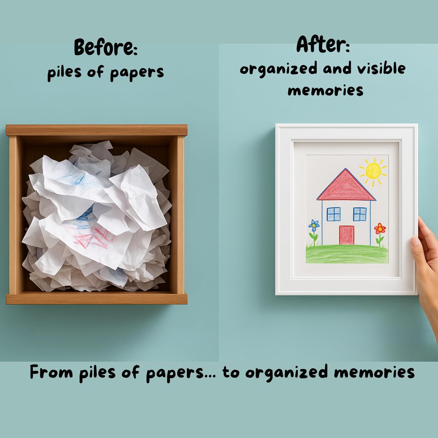 kid's artwork frame a4 | 3d frame with magnetic front opening and storage for 100 sheets | display &; preserve your children’s creations | gift for parents & grandparents kid's artwork frame a4 | 3d frame with magnetic front opening and storage for 100 sheets | display &; preserve your children’s creations | gift for parents & grandparents