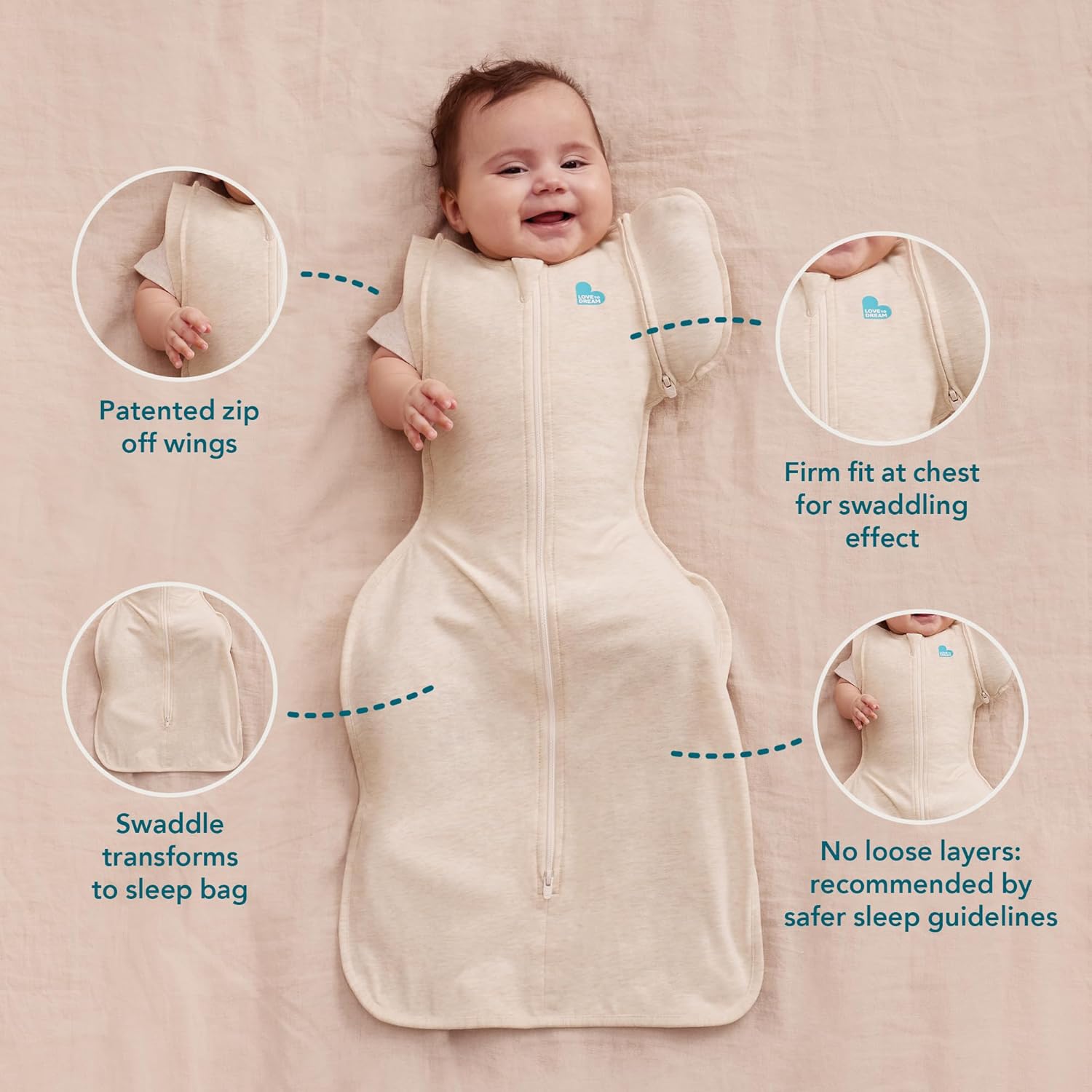 love to dream™ swaddle up™ transition bag, large 8.5 11 kg, bees olive, snug fit, zip off wings, 2.5 tog for 16 20°c temp, machine washable quilted stretch cotton, 2 zips, easy nappy change love to dream™ swaddle up™ transition bag, large 8.5 11 kg, bees olive, snug fit, zip off wings, 2.5 tog for 16 20°c temp, machine washable quilted stretch cotton, 2 zips, easy nappy change