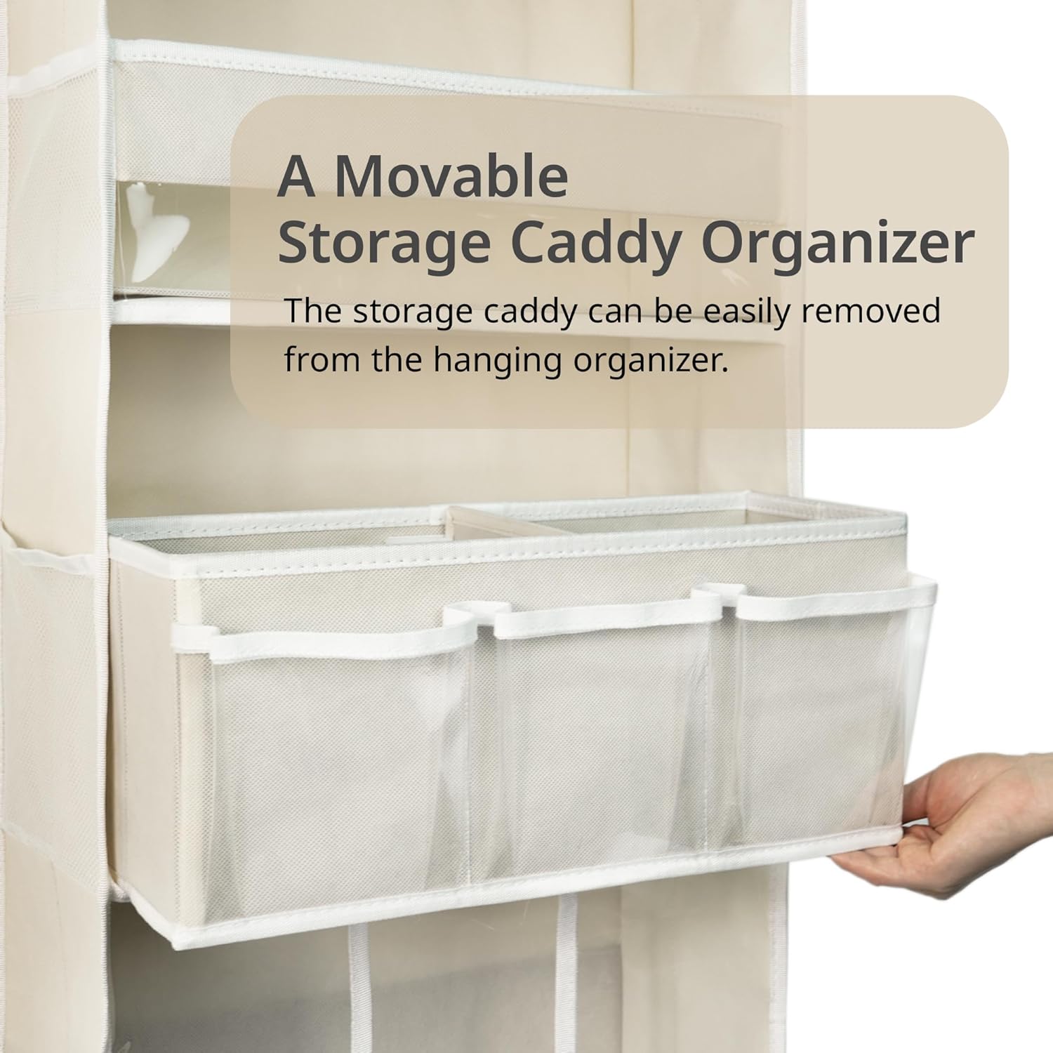 door hanging storage organizer,with 3 bins 1 movable baby diaper caddy,1 large capacity diaper stacking storage organizer,10 side pockets ,bedroom door storage for nursery baby essentials. (beige) door hanging storage organizer,with 3 bins 1 movable baby diaper caddy,1 large capacity diaper stacking storage organizer,10 side pockets ,bedroom door storage for nursery baby essentials. (beige)