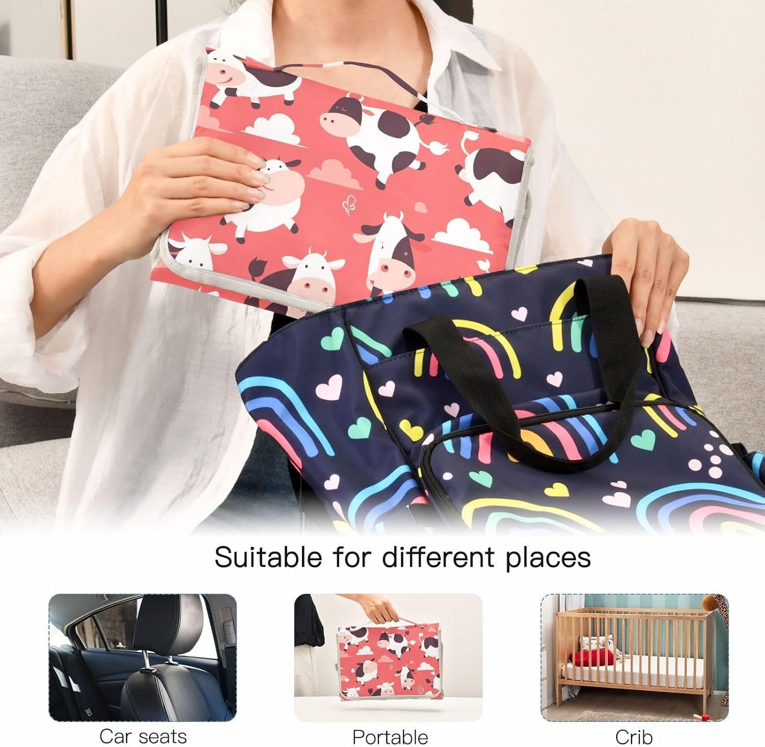 reusable changing table pads with tissue pocket travel changing pad for baby infant travel station kit flying cow pink heart reusable changing table pads with tissue pocket travel changing pad for baby infant travel station kit flying cow pink heart