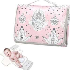 reusable baby changing pads with tissue pocket portable diaper changing pad infant travel station kit boho mystery peach