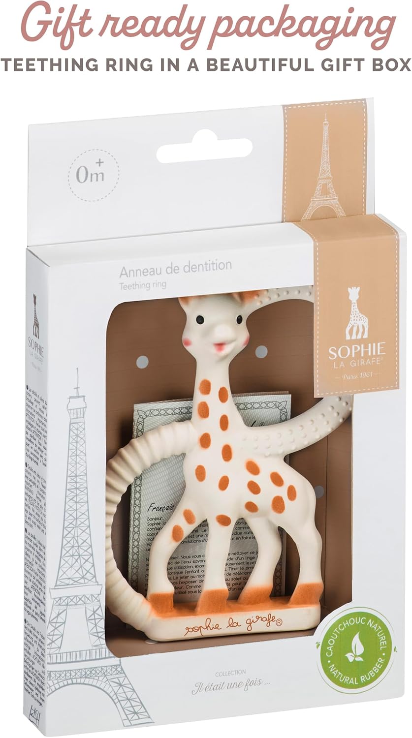 sophie la girafe baby teething ring, 100% natural rubber phthalate free easy to grip baby teether, suitable for newborn babies sophie la girafe baby teething ring, 100% natural rubber phthalate free easy to grip baby teether, suitable for newborn babies