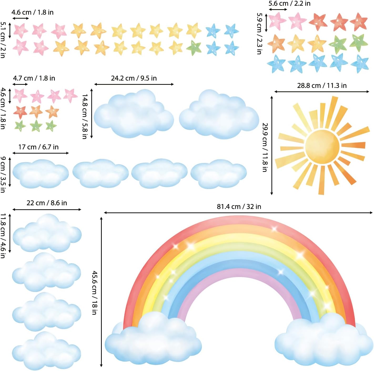 decowall sg3 2314 large rainbow cloud stars wall stickers sun clouds star decals removable for baby kids nursery girls bedroom living room wall décor decowall sg3 2314 large rainbow cloud stars wall stickers sun clouds star decals removable for baby kids nursery girls bedroom living room wall décor