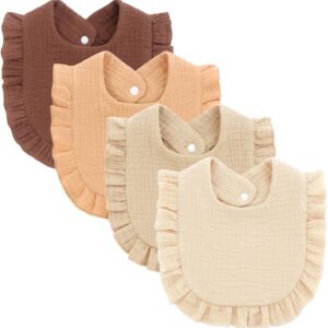 pack of 4 infants drooling bibs cotton gauze burp cloth for baby 2 layer comfortable saliva cloth for newborn toddler newborn burp cloth