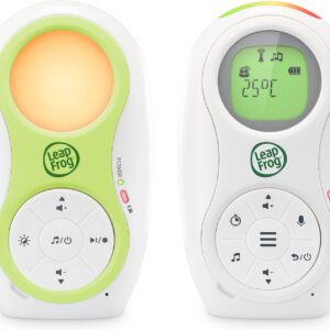 leapfrog lf80 digital audio baby monitor,long range up to 460 meters, baby monitor with night light,temperature sensor, soothing lullabies,two way intercom, feeding reminder,3 level sound indicator