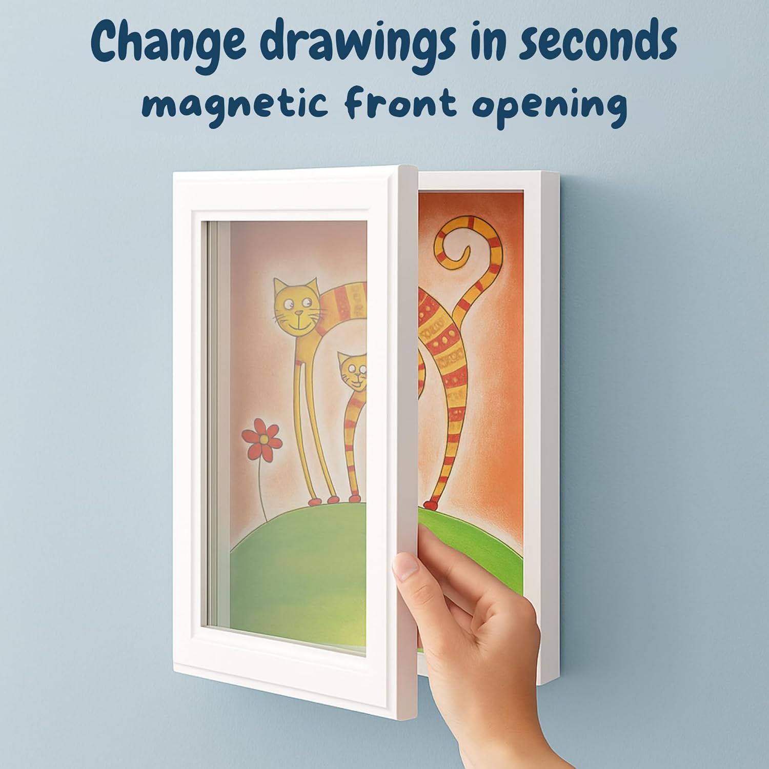 kid's artwork frame a4 | 3d frame with magnetic front opening and storage for 100 sheets | display &; preserve your children’s creations | gift for parents & grandparents kid's artwork frame a4 | 3d frame with magnetic front opening and storage for 100 sheets | display &; preserve your children’s creations | gift for parents & grandparents