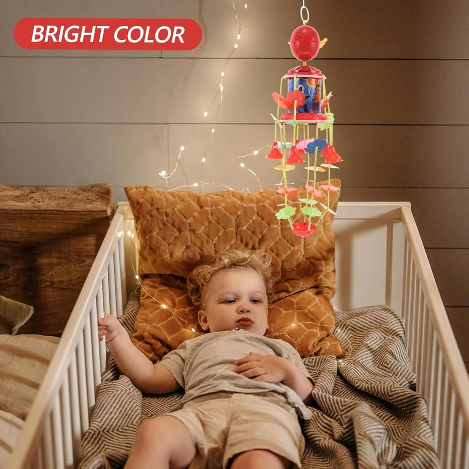 crib mobile wind up rotating soothing decor, kids crib bell decor accessory, development toy for boys girls preschoolers, nursery bassinet bedroom living room wall window crib mobile wind up rotating soothing decor, kids crib bell decor accessory, development toy for boys girls preschoolers, nursery bassinet bedroom living room wall window