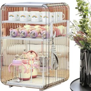 baby bottle storage organizer, baby bottle drying rack, multi layer dustproof storage box for kitchen, nursery, refrigerator, bedroom, dormitory