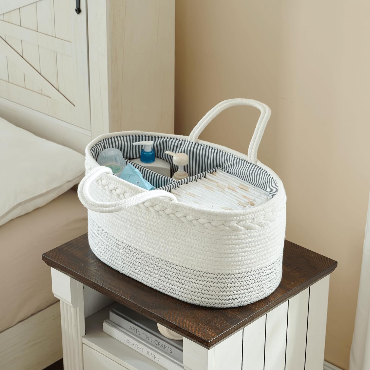 luxury little baby diaper caddy organizer, extra large cotton rope nursery diaper basket, changing table organizer, portable tote bag with divider, car storage, baby shower gifts for newborn luxury little baby diaper caddy organizer, extra large cotton rope nursery diaper basket, changing table organizer, portable tote bag with divider, car storage, baby shower gifts for newborn