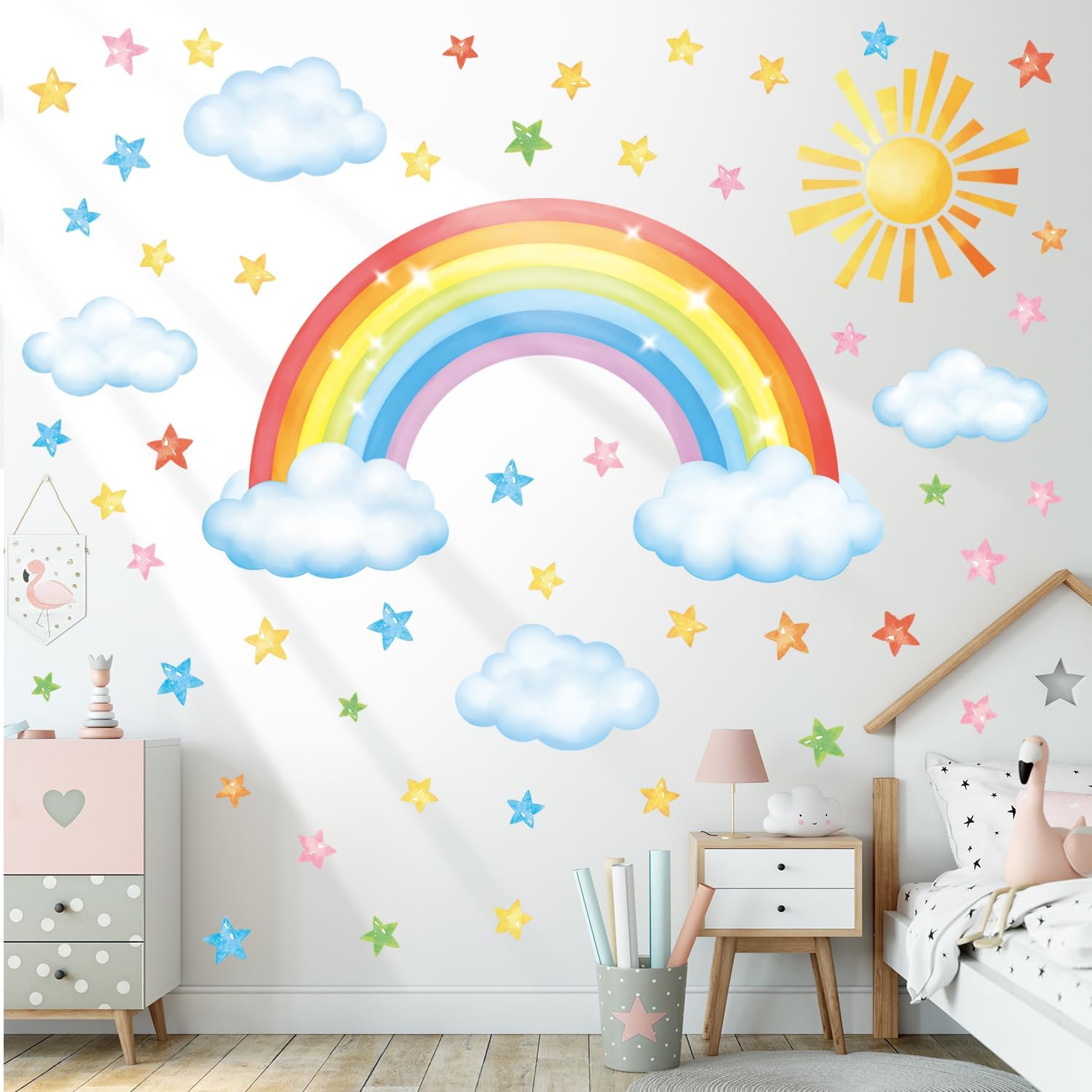 decowall sg3 2314 large rainbow cloud stars wall stickers sun clouds star decals removable for baby kids nursery girls bedroom living room wall décor decowall sg3 2314 large rainbow cloud stars wall stickers sun clouds star decals removable for baby kids nursery girls bedroom living room wall décor