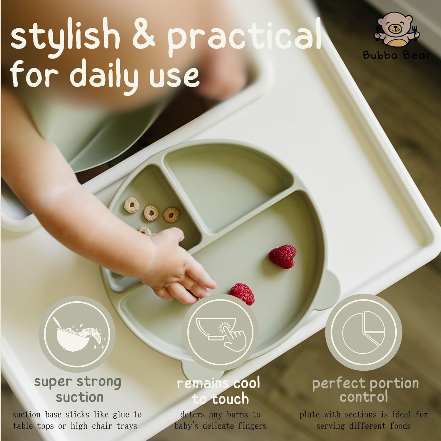 bubba bear silicone baby crockery set, non slip children's crockery set with suction cup, 11 pieces, bpa free learning to eat cutlery sets with spoon, fork, bowl, bib, cup, drinking cup (sage green) bubba bear silicone baby crockery set, non slip children's crockery set with suction cup, 11 pieces, bpa free learning to eat cutlery sets with spoon, fork, bowl, bib, cup, drinking cup (sage green)