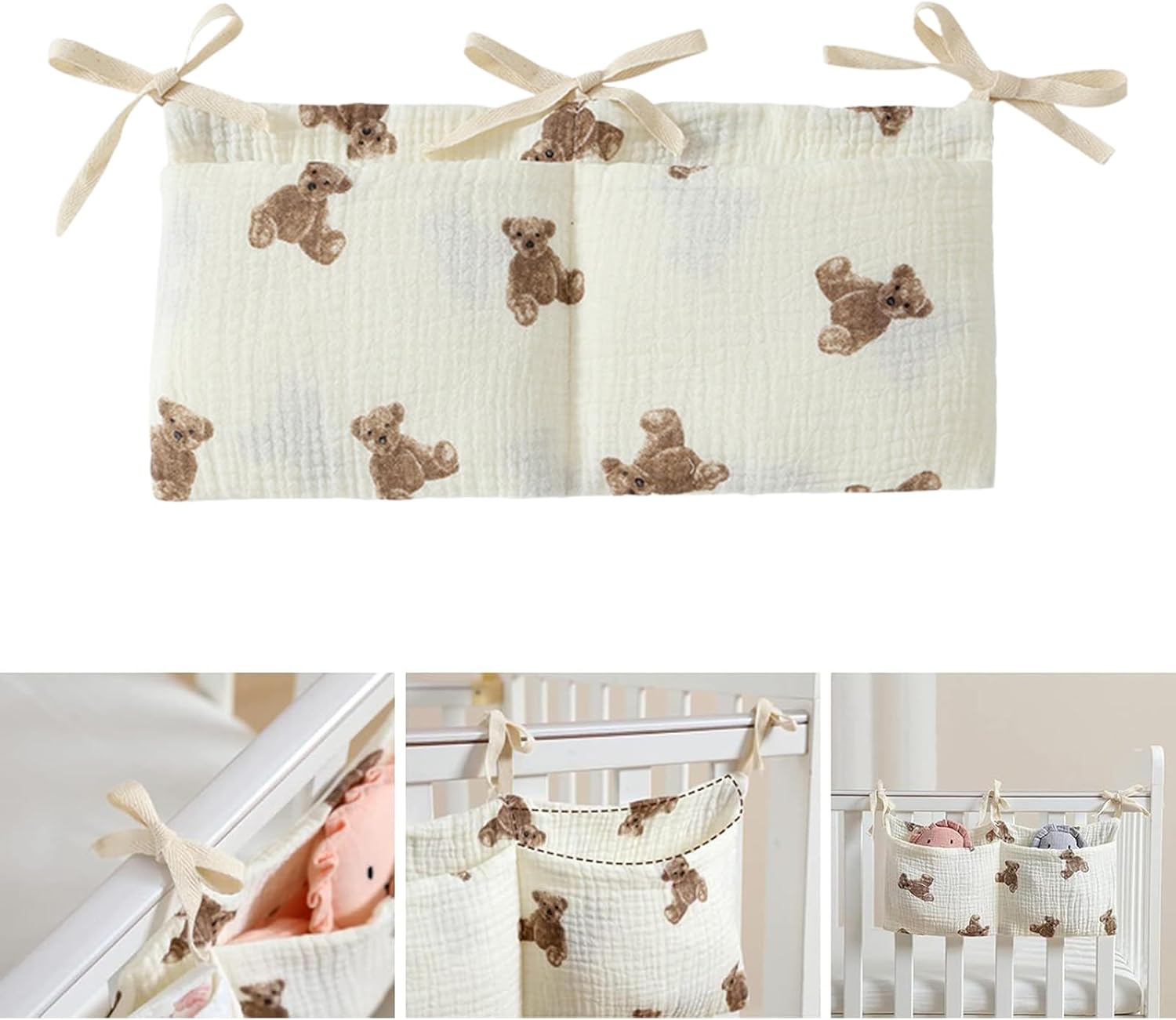 crib storage pocket hanging bed organiser, 2pcs 100% cotton baby storage organiser nappy organizer bag, baby crib bedside bag nursery organizer for diapers baby bottles toys crib storage pocket hanging bed organiser, 2pcs 100% cotton baby storage organiser nappy organizer bag, baby crib bedside bag nursery organizer for diapers baby bottles toys