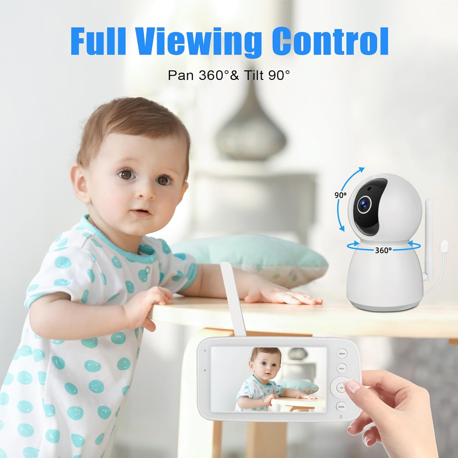 baby monitor with 5.0" ips screen baby camera monitor with remote pan tilt zoom camera no wifi no app two way audio infrared night vision 2.4g fhss signal transmission baby monitor with 5.0" ips screen baby camera monitor with remote pan tilt zoom camera no wifi no app two way audio infrared night vision 2.4g fhss signal transmission