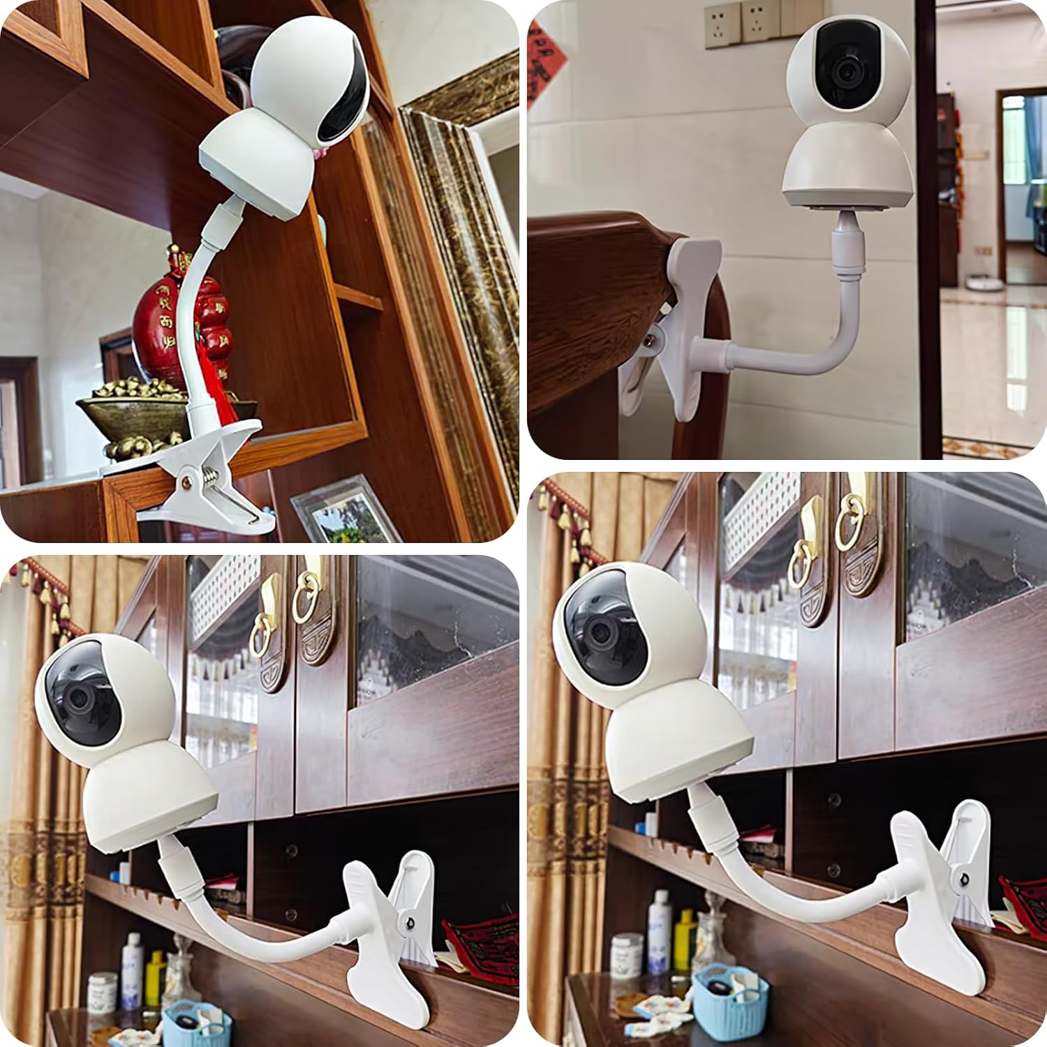 baby camera holder, baby monitor holder, universal monitor holder, flexible clip camera mount with 1/4 inch screw security for spaceview s/spaceview pro baby monitor, children's room, baby bed (white) baby camera holder, baby monitor holder, universal monitor holder, flexible clip camera mount with 1/4 inch screw security for spaceview s/spaceview pro baby monitor, children's room, baby bed (white)