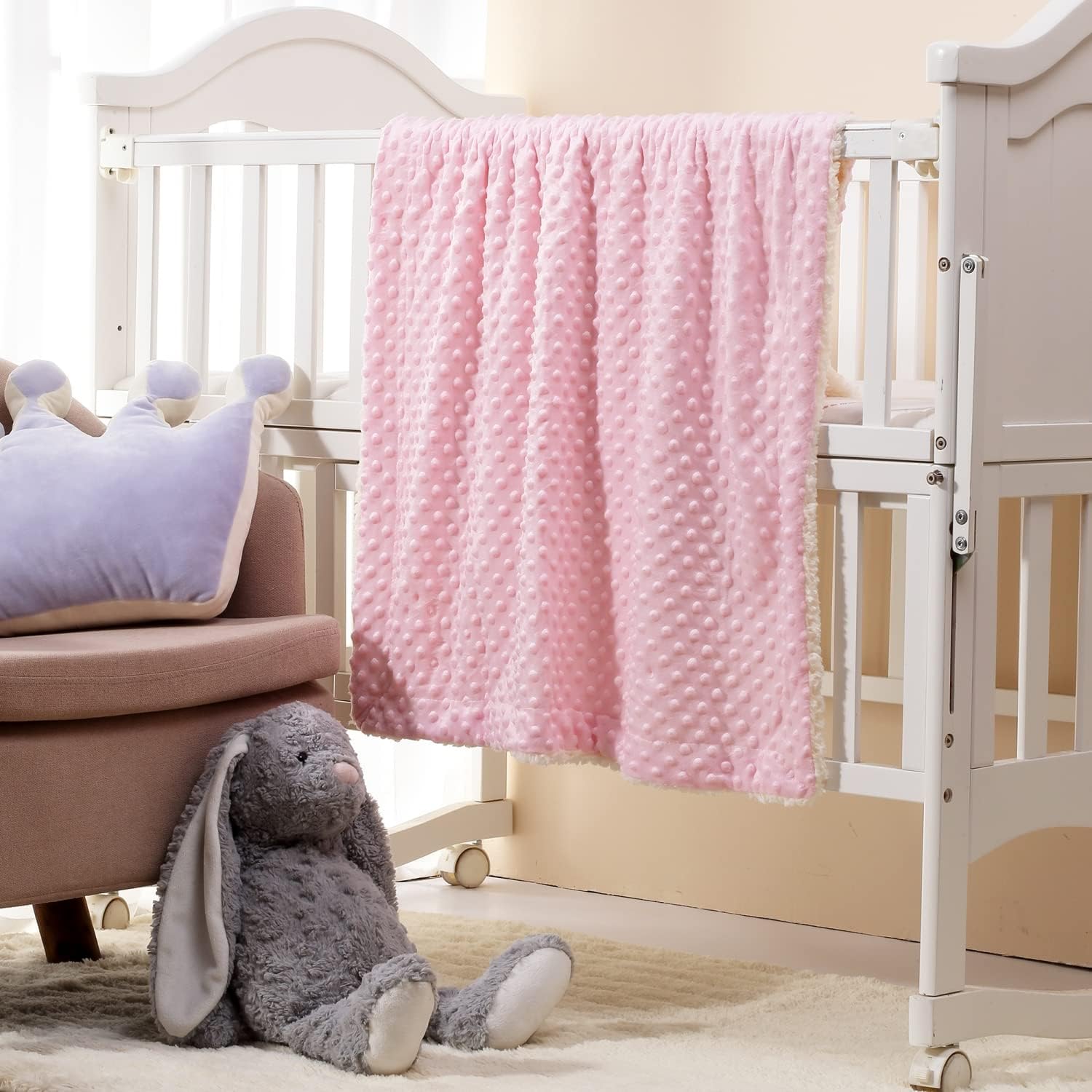 crevent cozy soft fleece warm sherpa backing baby throw blanket for infant toddler crib cot stroller gift for baby girls (75cmx100cm pink dot) crevent cozy soft fleece warm sherpa backing baby throw blanket for infant toddler crib cot stroller gift for baby girls (75cmx100cm pink dot)