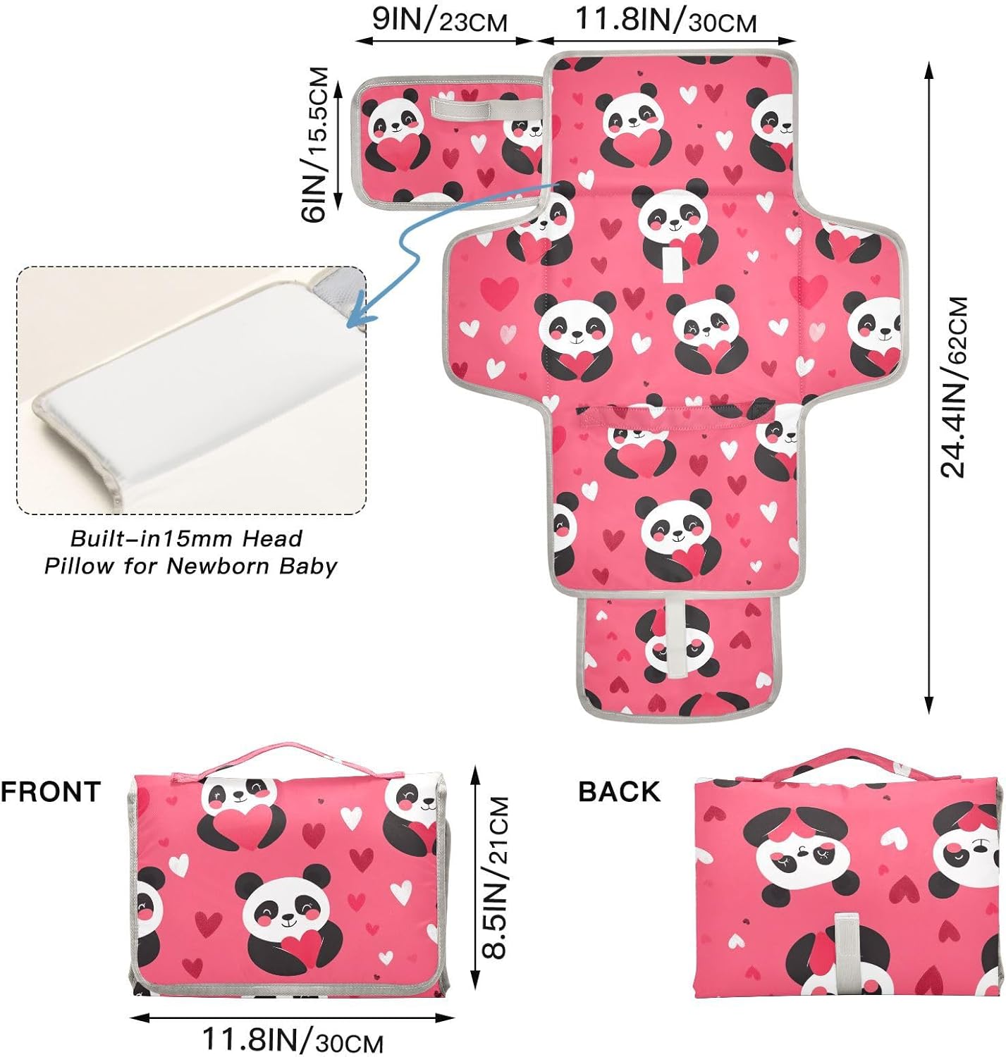 reusable portable changing pad with tissue pocket waterproof changing pad for baby infant travel station kit panda hotpink valentine reusable portable changing pad with tissue pocket waterproof changing pad for baby infant travel station kit panda hotpink valentine