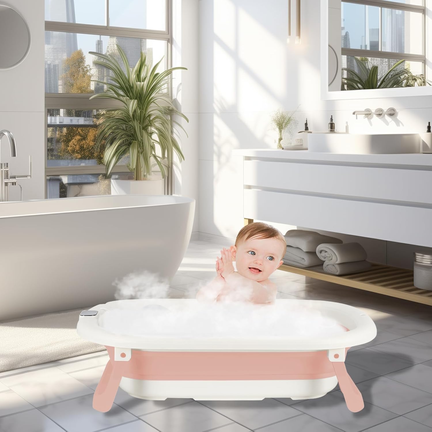xanni newborn essentials foldable baby bathtub with bath mat, portable travel bath for babies and children 0 24 months xanni newborn essentials foldable baby bathtub with bath mat, portable travel bath for babies and children 0 24 months