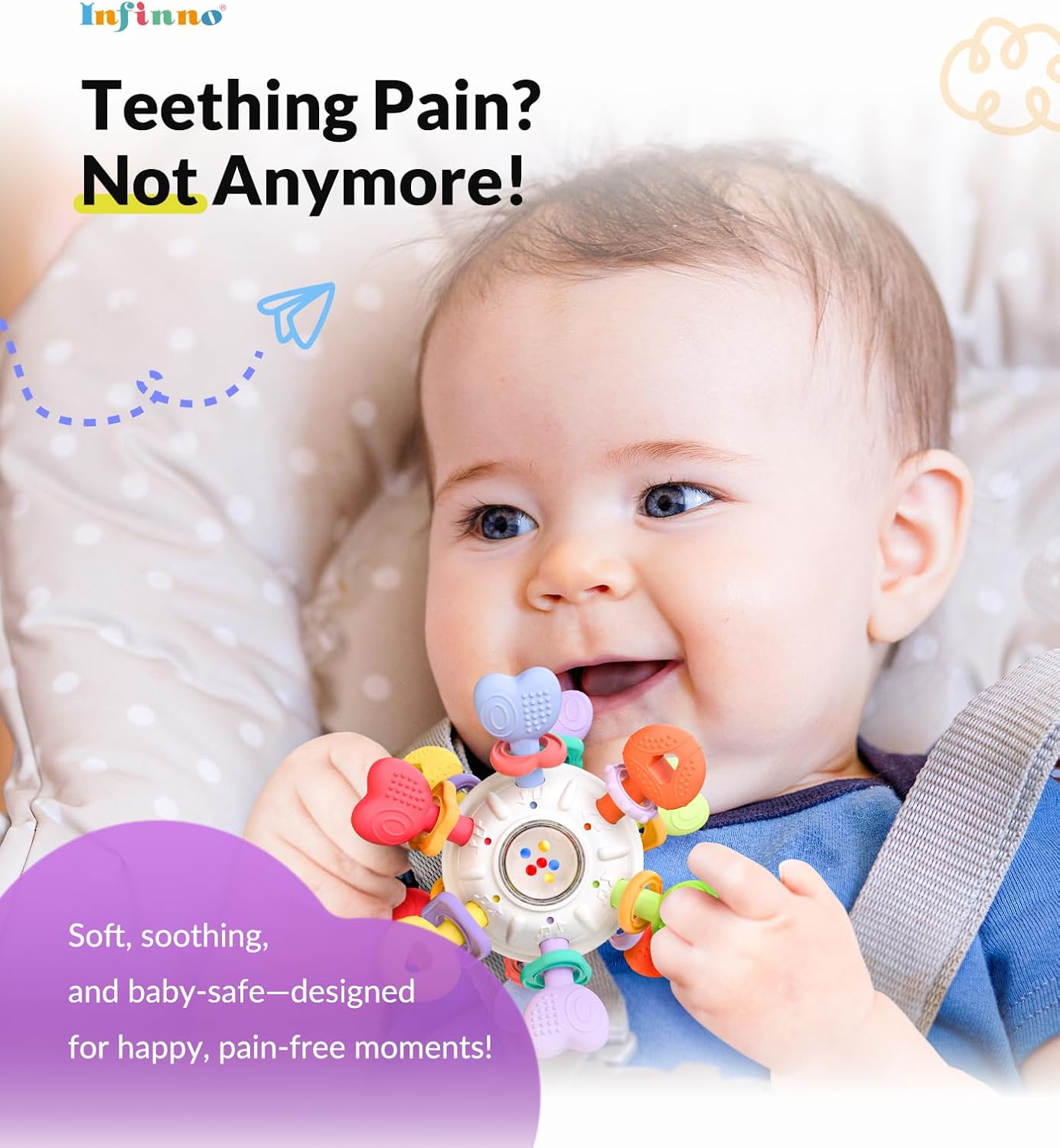 infinno baby teething & rattle toy 0 12 months multi function bpa free silicone games colorful sensory ball to relieve gums newborn baby gift girl & boy (large) infinno baby teething & rattle toy 0 12 months multi function bpa free silicone games colorful sensory ball to relieve gums newborn baby gift girl & boy (large)