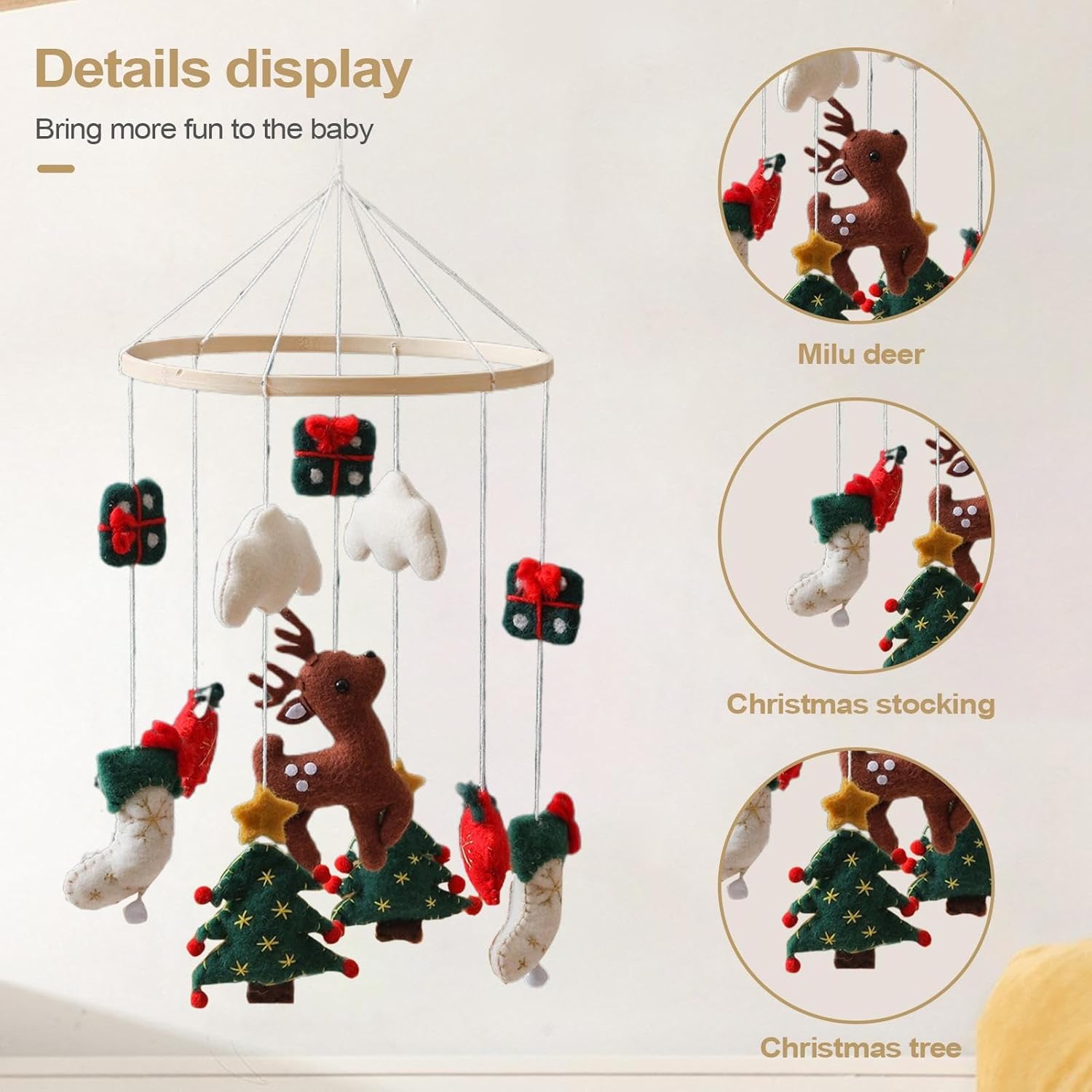 crib mobile for boys,christmas nursery mobile for crib | wind chime, felt reindeer christmas tree nursery decor for children's room birthday bedroom girls play wall crib mobile for boys,christmas nursery mobile for crib | wind chime, felt reindeer christmas tree nursery decor for children's room birthday bedroom girls play wall