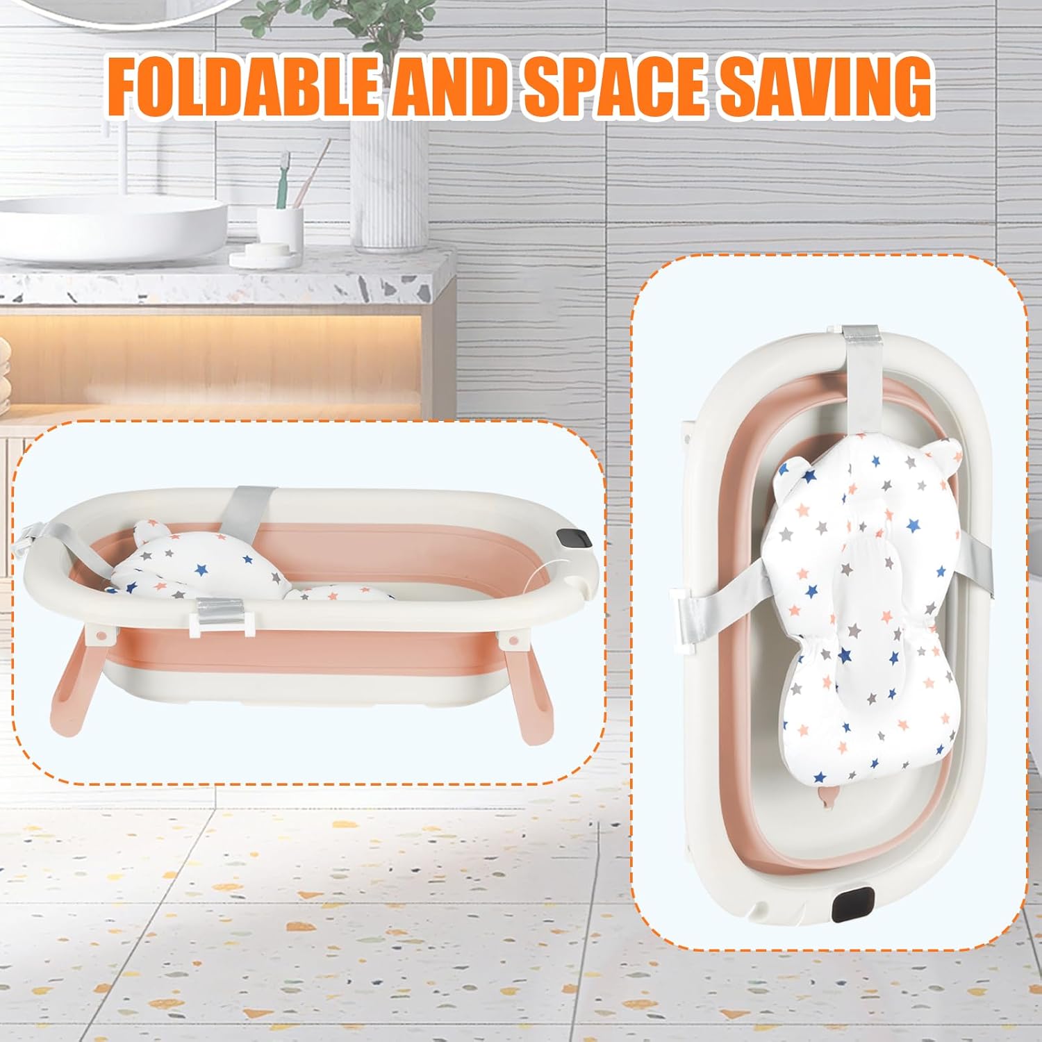 xanni newborn essentials foldable baby bathtub with bath mat, portable travel bath for babies and children 0 24 months xanni newborn essentials foldable baby bathtub with bath mat, portable travel bath for babies and children 0 24 months