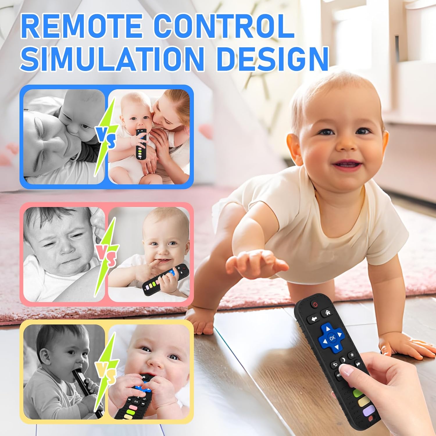 vomii teething rings toy for baby 3 6 12 18 months, 100% silicone baby remote control teething aid for 3 6 9 months toddler boys girls, bath toy, teething toy, bpa free & no electronics vomii teething rings toy for baby 3 6 12 18 months, 100% silicone baby remote control teething aid for 3 6 9 months toddler boys girls, bath toy, teething toy, bpa free & no electronics