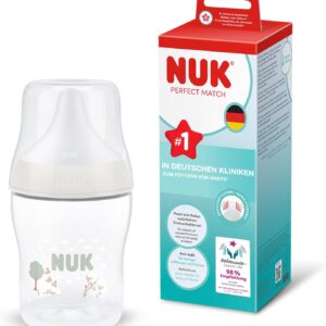 nuk perfect match baby bottle | 0+ months | 150 ml | anti colic drinking bottle | pp | temperature control display | sheep | pack of 1