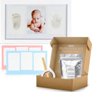 frame footprints newborn baby. original gift and souvenir picture for birth, christening, babies, newborn, pregnant, baby shower, photo kit for baby boy, girl with clay