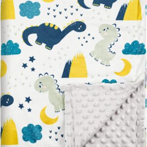 soarwg kids baby blanket newborn gifts, soft plush blankets with dotted backing, oeko tex100, essentials for unisex, toddlers, boys girls 75x100cm (dinosaur)