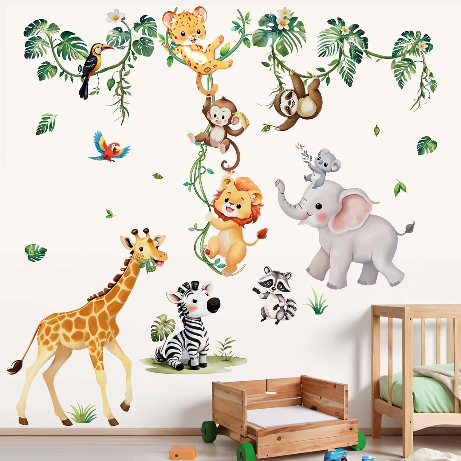 jungle animals wall stickers for baby: peel and stick monkey elephant giraffe lion wall decals wall decor art kids supplies ages 1 12 years jungle animals wall stickers for baby: peel and stick monkey elephant giraffe lion wall decals wall decor art kids supplies ages 1 12 years