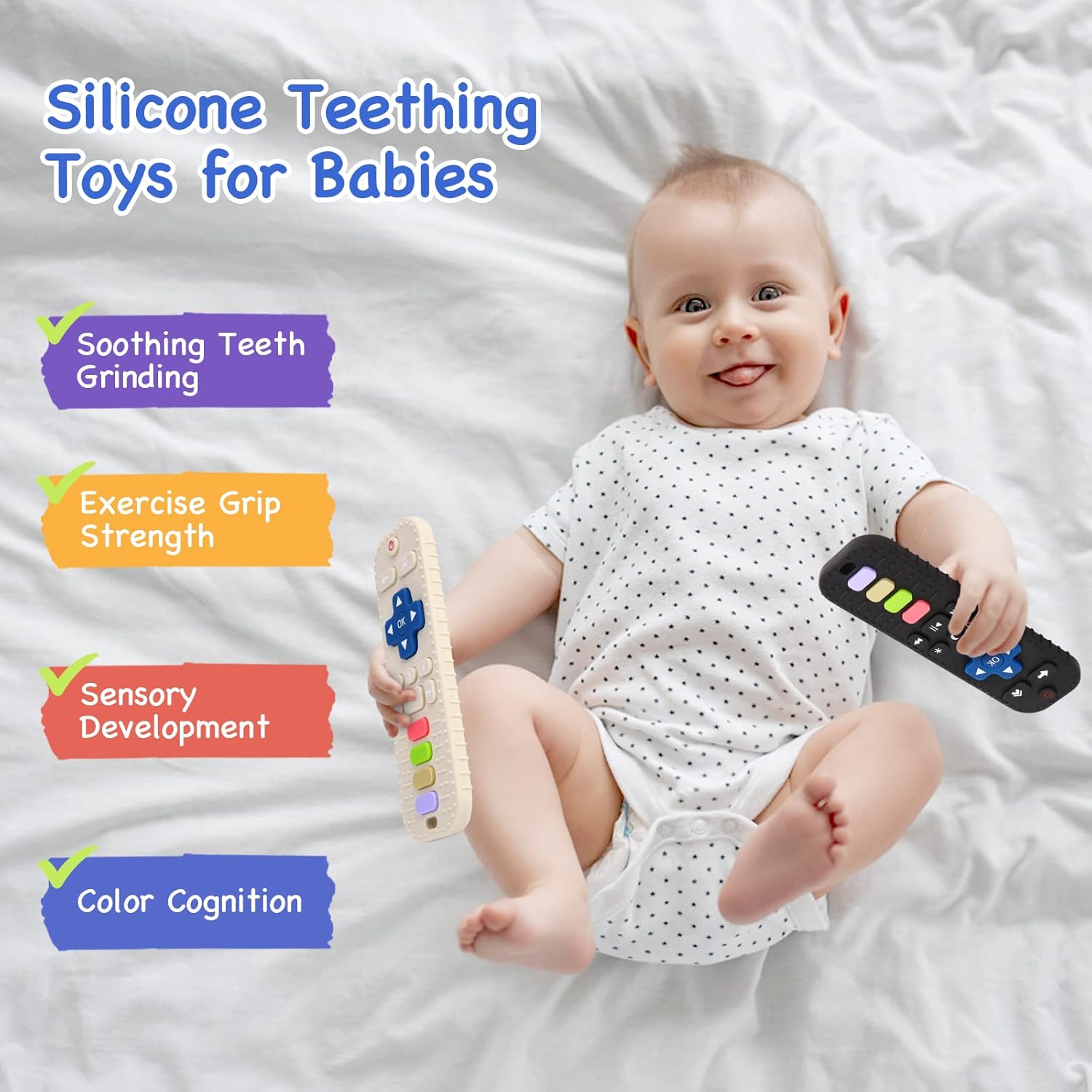 hooku 2 pieces silicone teething rings for babies 0 6 months, teething toys for babies 6 12 months, baby remote control toy, infant toy 0 3 months, sensory chew toy, toddler hooku 2 pieces silicone teething rings for babies 0 6 months, teething toys for babies 6 12 months, baby remote control toy, infant toy 0 3 months, sensory chew toy, toddler