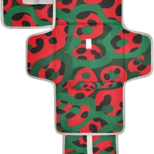 red and green leopard print reusable changing pads for baby with tissue pocket baby portable changing pad infant travel station kit cambiador de pa?ales para bebes