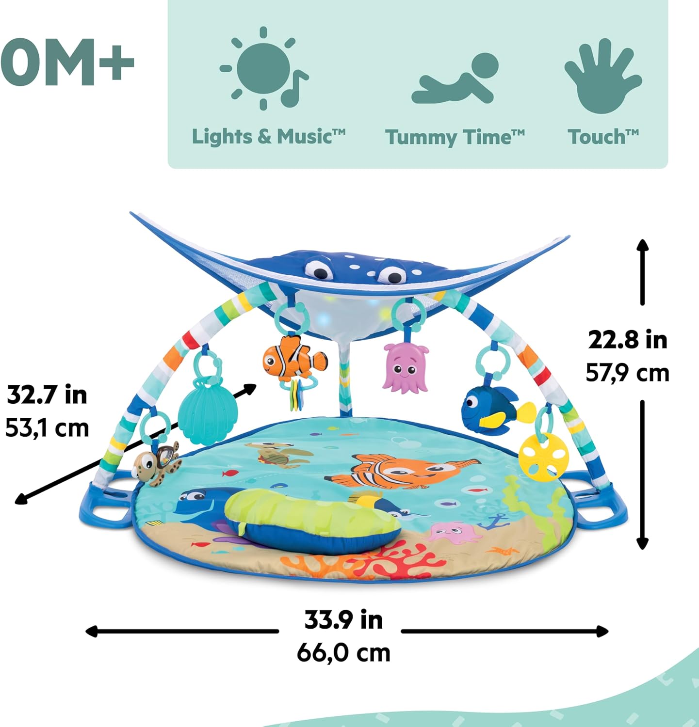 bright starts, disney baby, finding nemo ocean lights baby activity gym and play mat with detachable toys, sound and music, ages newborn + (pack of 1) bright starts, disney baby, finding nemo ocean lights baby activity gym and play mat with detachable toys, sound and music, ages newborn + (pack of 1)
