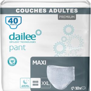 dailee pants maxi xxl 40x incontinence pants for men and women 4 pack of 10 adult nappies high absorbency pull up diapers, leak proof disposable protective briefs