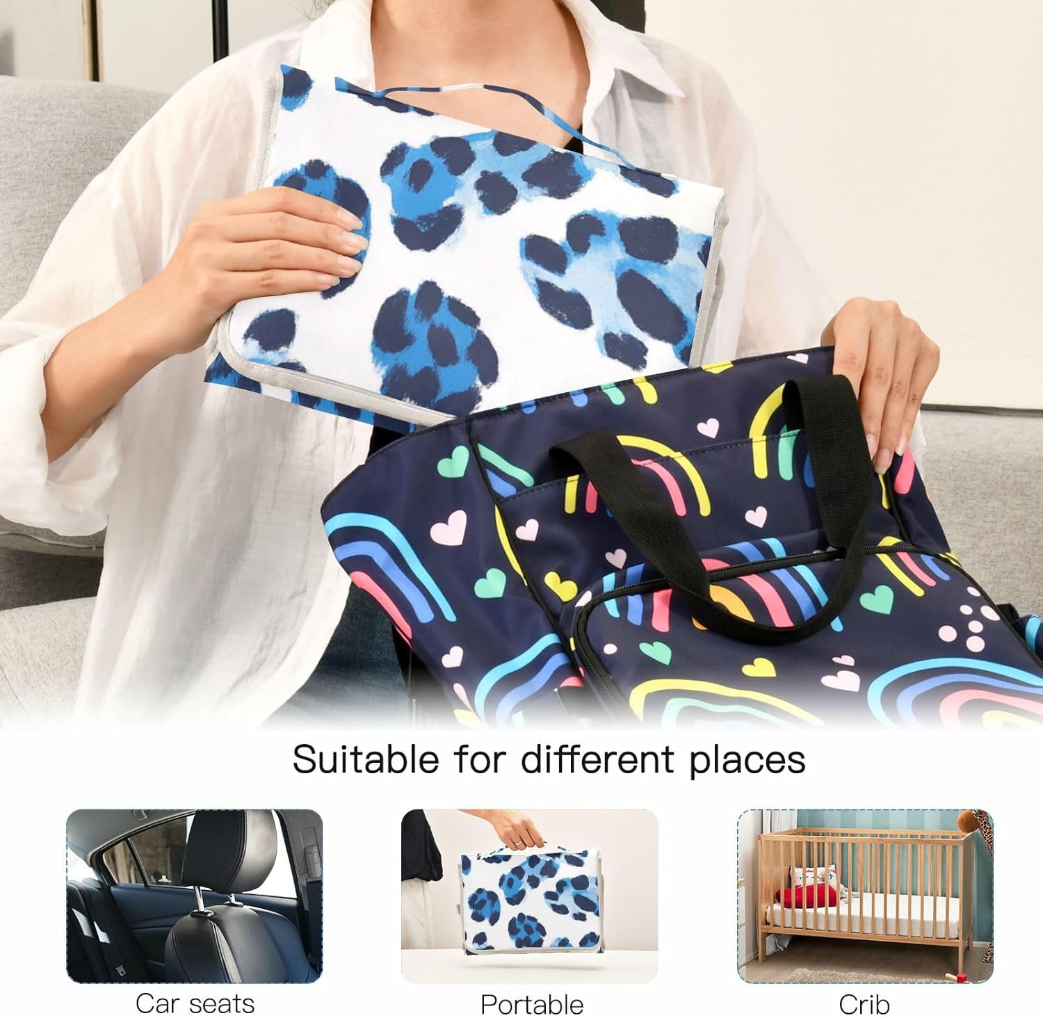 blue black leopard print reusable diaper pad changing mat with tissue pocket waterproof changing pad for baby infant travel station kit cambiadores de pa?ales para bebes blue black leopard print reusable diaper pad changing mat with tissue pocket waterproof changing pad for baby infant travel station kit cambiadores de pa?ales para bebes