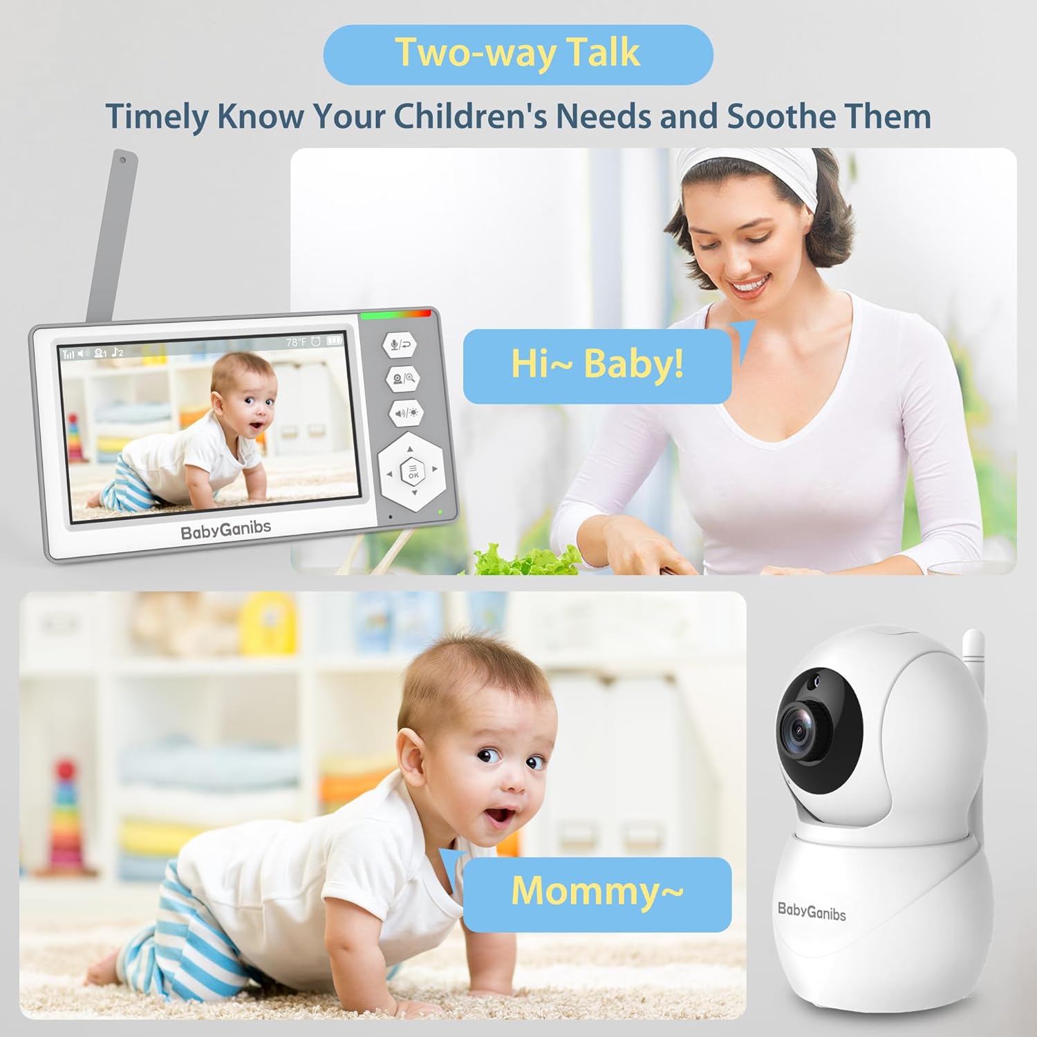 baby monitor with camera and audio, 4.3'' video baby monitor with 1000ft long range and 30 hour battery, baby monitor no wifi, remote pan tilt zoom, night vision, eco mode, 2 way talk baby monitor with camera and audio, 4.3'' video baby monitor with 1000ft long range and 30 hour battery, baby monitor no wifi, remote pan tilt zoom, night vision, eco mode, 2 way talk