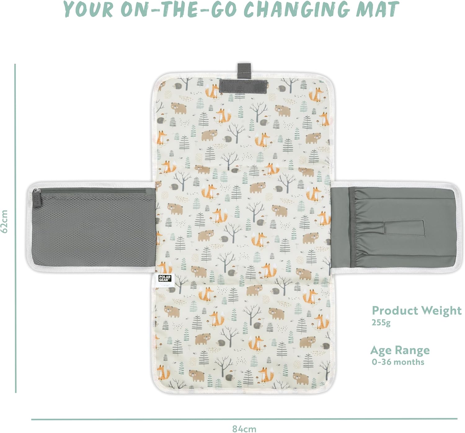 polar gear portable baby changing mat with winged pockets for wipes and nappies | machine washable travel changing mat with front storage pocket buggy handle & clip | new born baby essentials polar gear portable baby changing mat with winged pockets for wipes and nappies | machine washable travel changing mat with front storage pocket buggy handle & clip | new born baby essentials