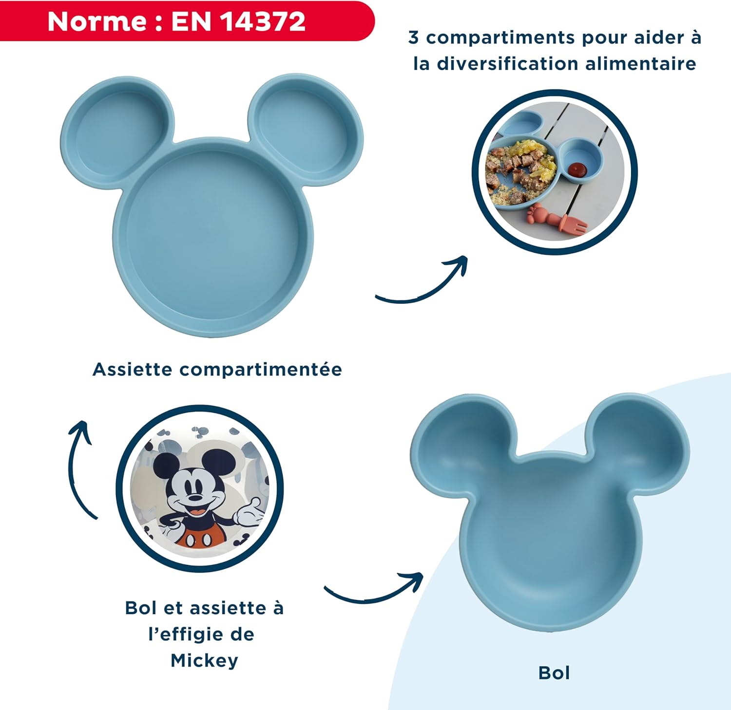 disney mickey children's tableware set divided plate bowl spoon fork and 360° learning cup fun and practical design for baby meals disney mickey children's tableware set divided plate bowl spoon fork and 360° learning cup fun and practical design for baby meals