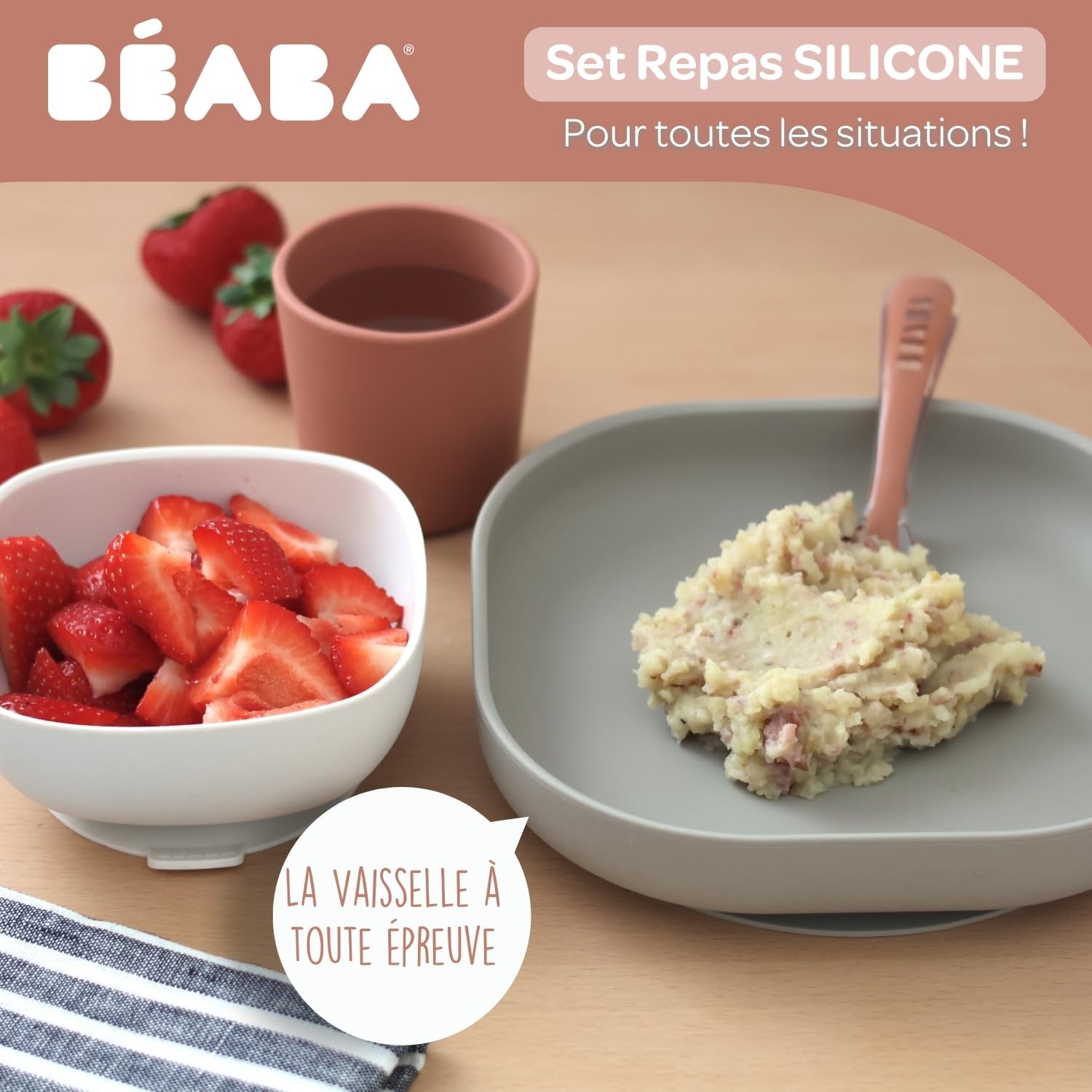 bÉaba, baby food silicone dinnerware set with suction cup non slip 4 piece plate bowl glass spoon healthy sustainable silicone dishwasher safe microwave safe terracotta bÉaba, baby food silicone dinnerware set with suction cup non slip 4 piece plate bowl glass spoon healthy sustainable silicone dishwasher safe microwave safe terracotta
